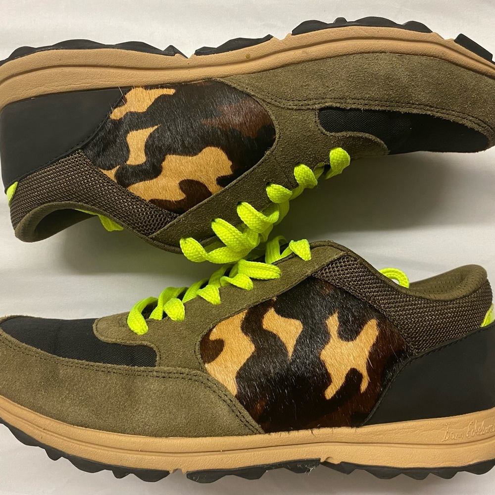 Sam Edelman Womens DES Sneakers Shoes Brown Suede Calf Hair Lace Up Size 8.5